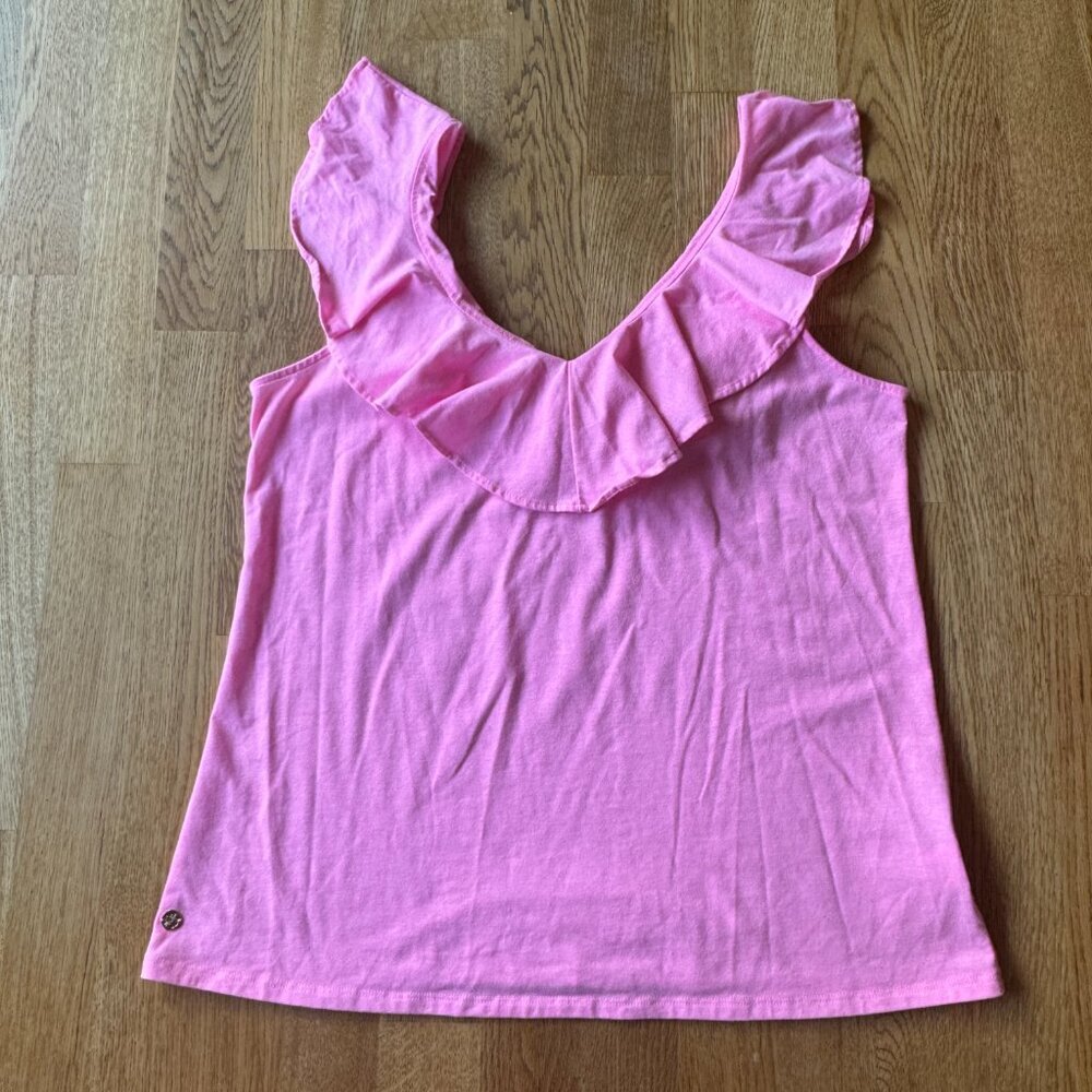Lilly Pulitzer Alessa Ruffle Tank Top Pink Size Large - Picture 2 of 9